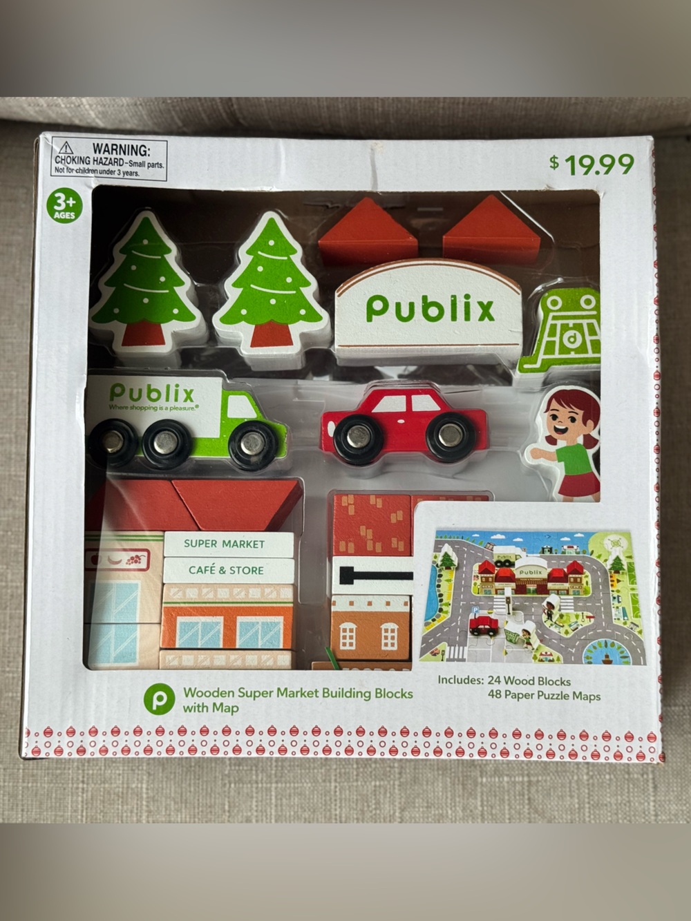 Wooden Building Blocks With Puzzle Map Publix Supermarket 24 Wood Pc 48 Puzzle